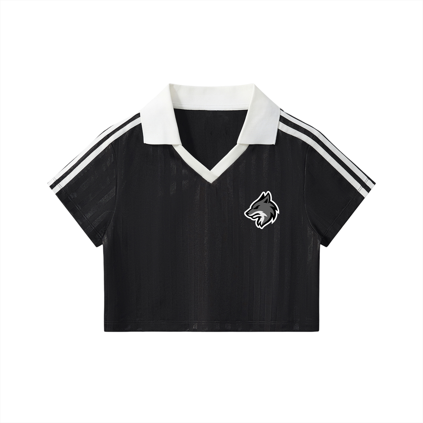 Contrast Collar Striped Cropped Jersey